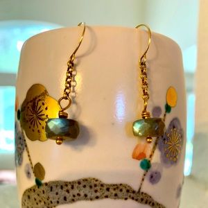 Genuine labradorite & gold filled chain earrings